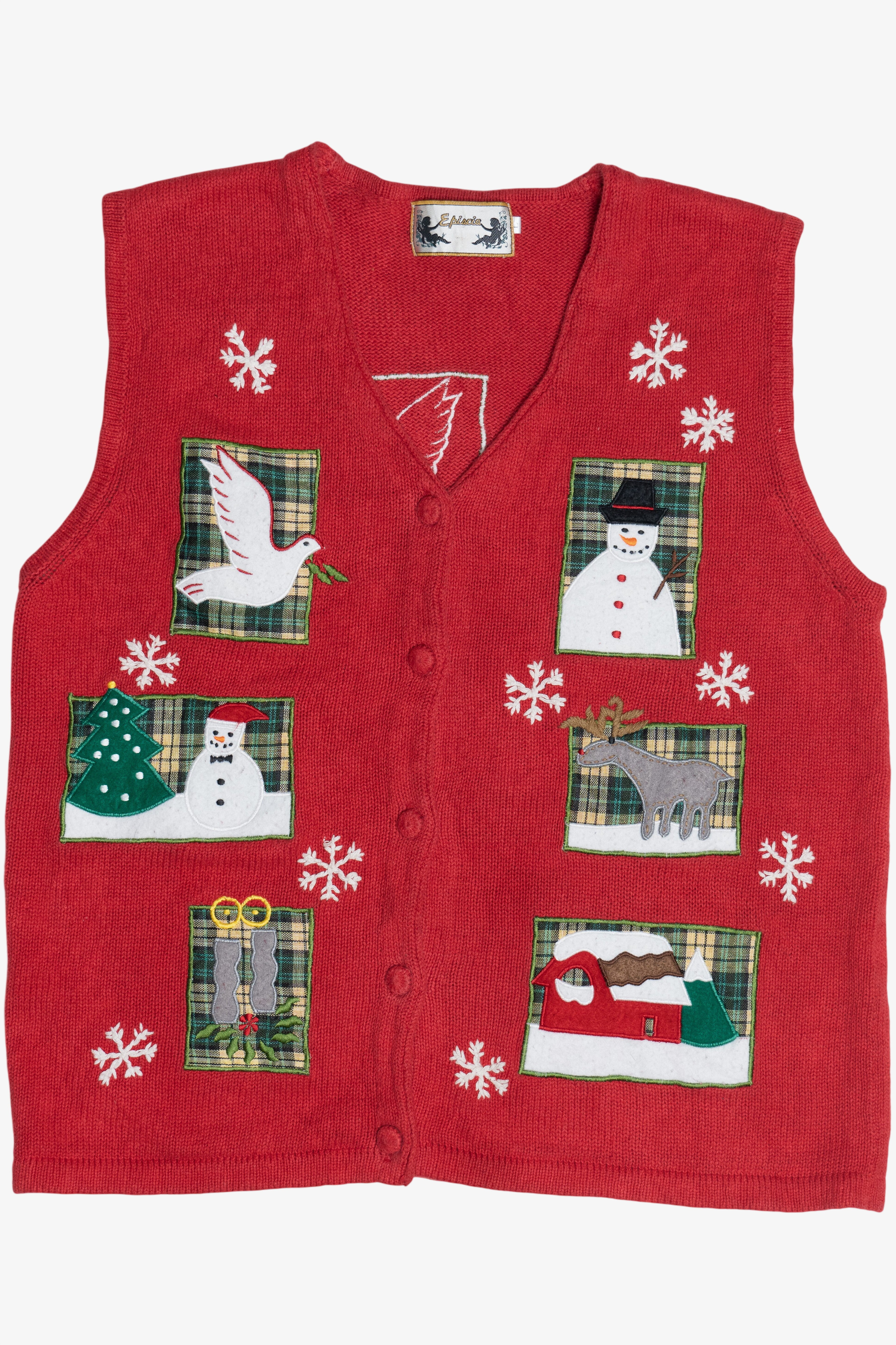 Vintage Dove & Snowmen Ugly Christmas Vest (1990s)