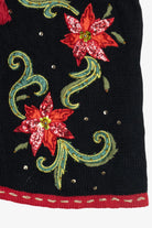 Vintage Black Poinsettia Ugly Christmas Vest (2000s)