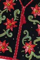 Vintage Black Poinsettia Ugly Christmas Vest (2000s)