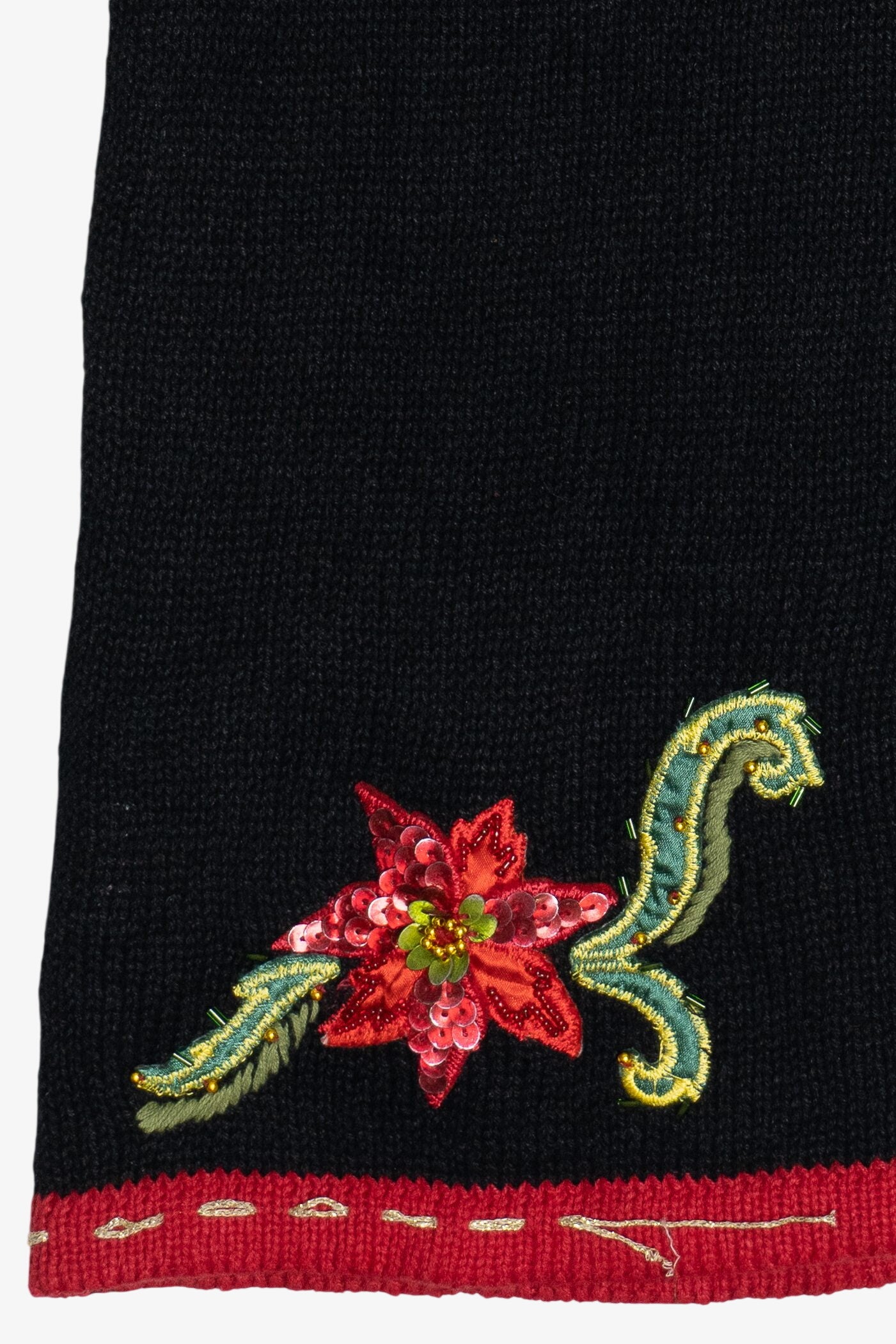 Vintage Black Poinsettia Ugly Christmas Vest (2000s)