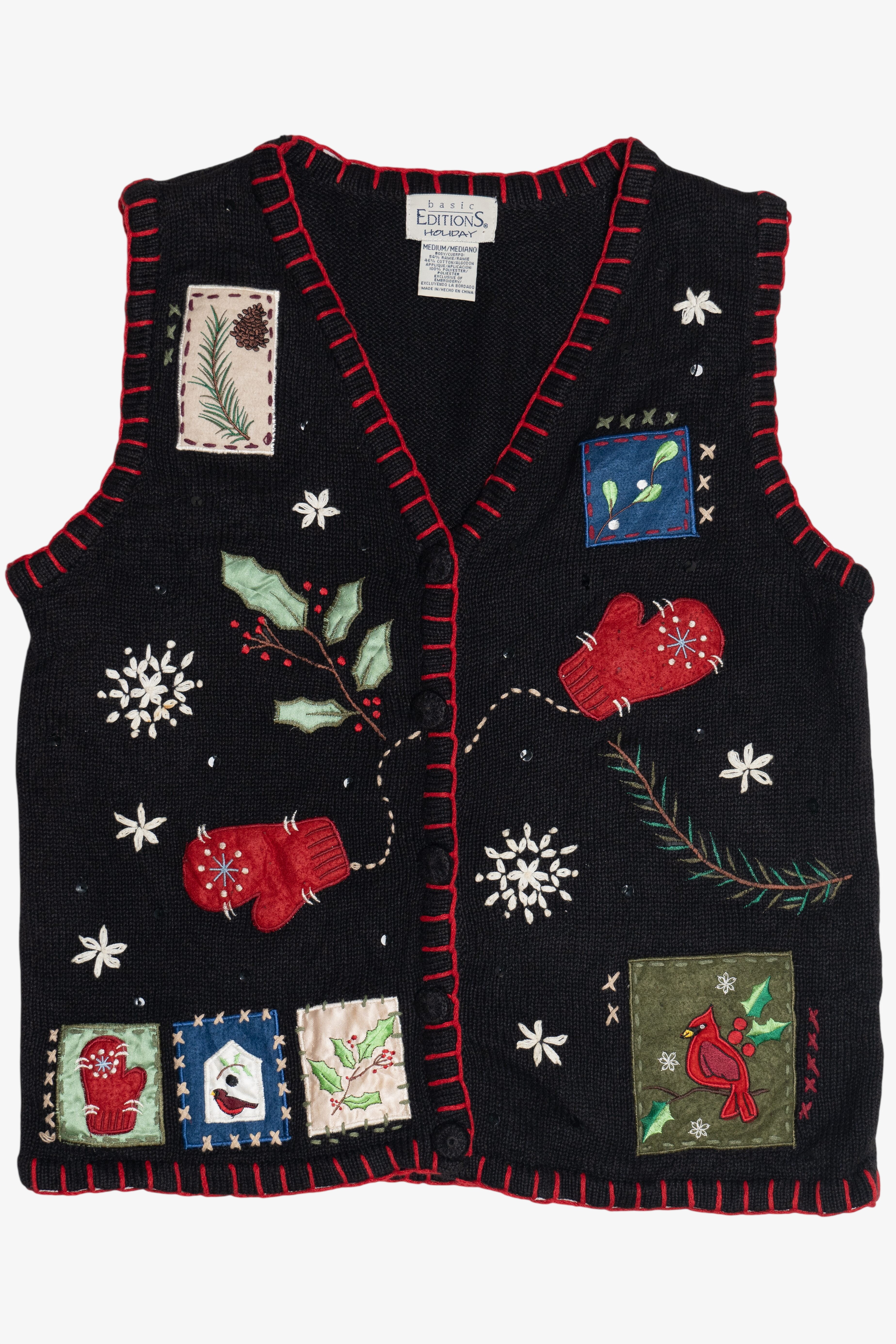 Vintage Basic Editions Holiday Birdhouse Ugly Christmas Vest (1990s)