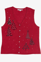 Vintage Beaded Christmas Trees Lightweight Ugly Christmas Vest (2000s)