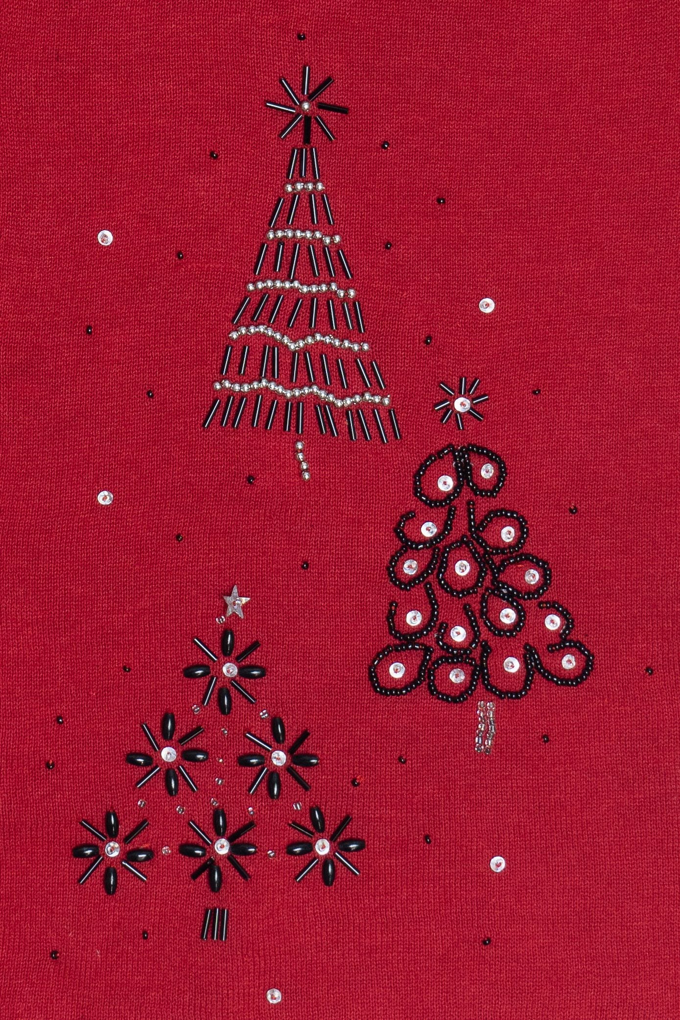 Vintage Beaded Christmas Trees Lightweight Ugly Christmas Vest (2000s)