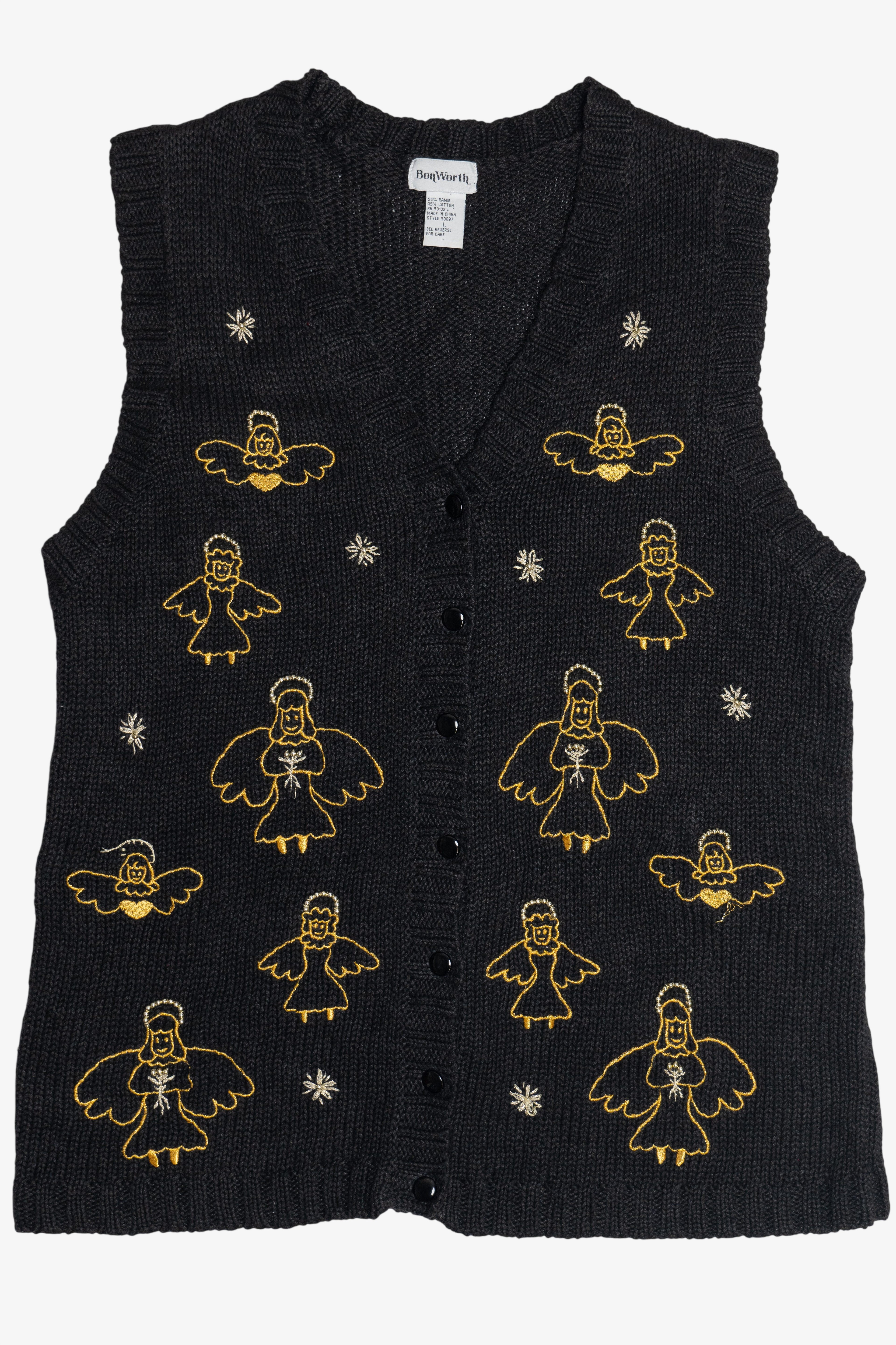 Vintage Beaded Halo Angels Ugly Christmas Vest (1990s)