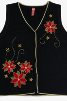 Vintage Black Poinsettia Ugly Christmas Vest (2000s)
