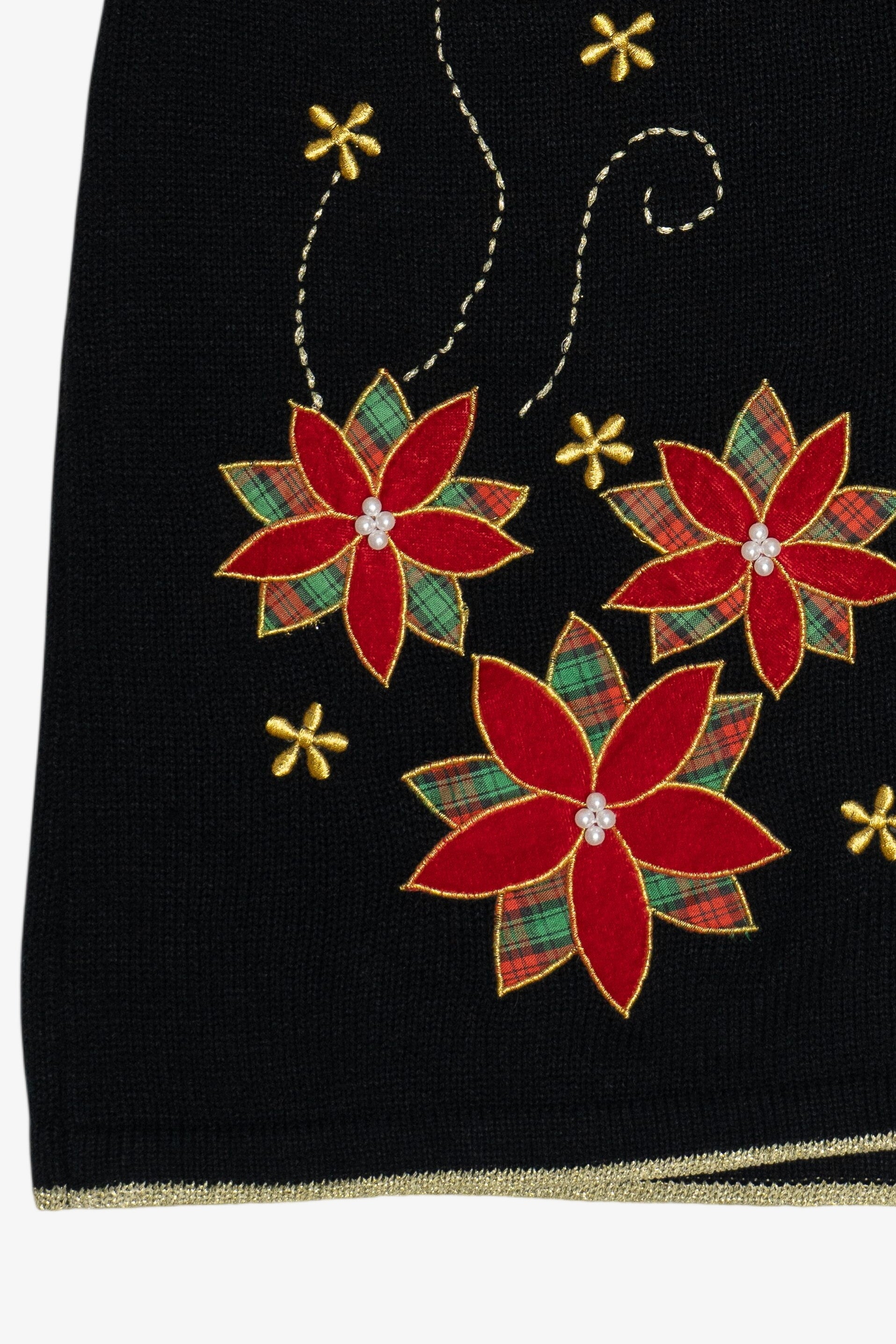 Vintage Black Poinsettia Ugly Christmas Vest (2000s)