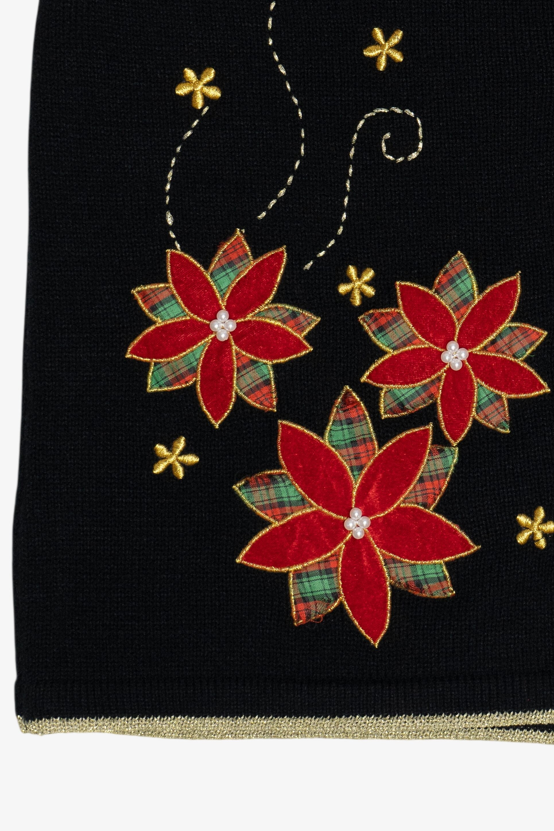Vintage Black Poinsettia Ugly Christmas Vest (2000s)
