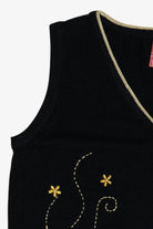 Vintage Black Poinsettia Ugly Christmas Vest (2000s)