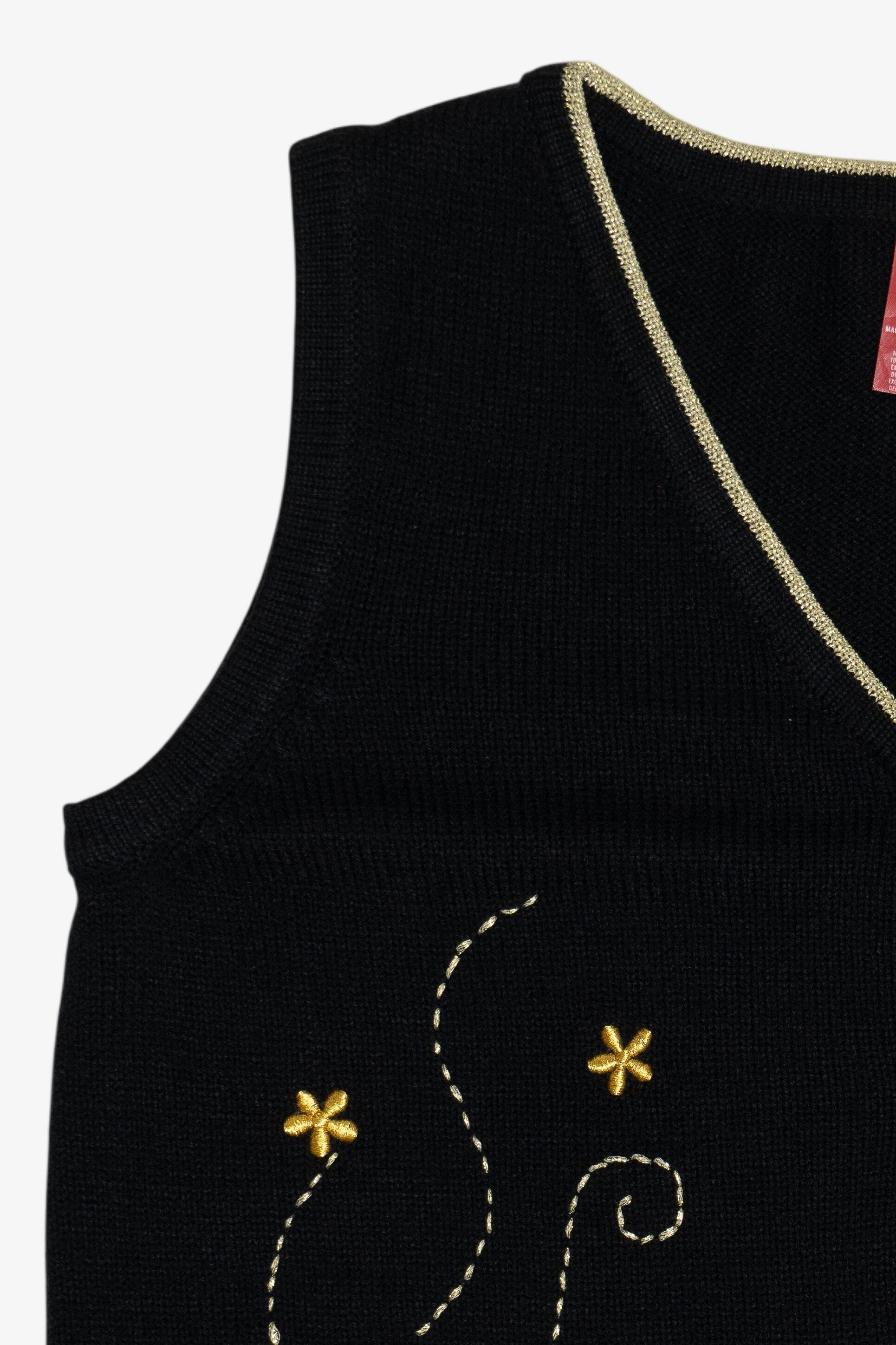 Vintage Black Poinsettia Ugly Christmas Vest (2000s)