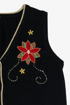 Vintage Black Poinsettia Ugly Christmas Vest (2000s)