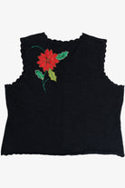 Vintage Black Poinsettia Ugly Christmas Vest (1990s)