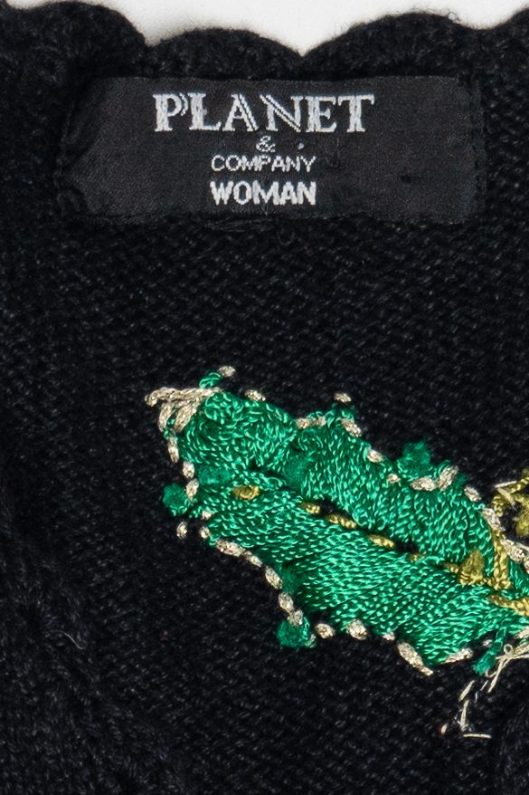 Vintage Black Poinsettia Ugly Christmas Vest (1990s)