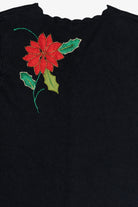 Vintage Black Poinsettia Ugly Christmas Vest (1990s)