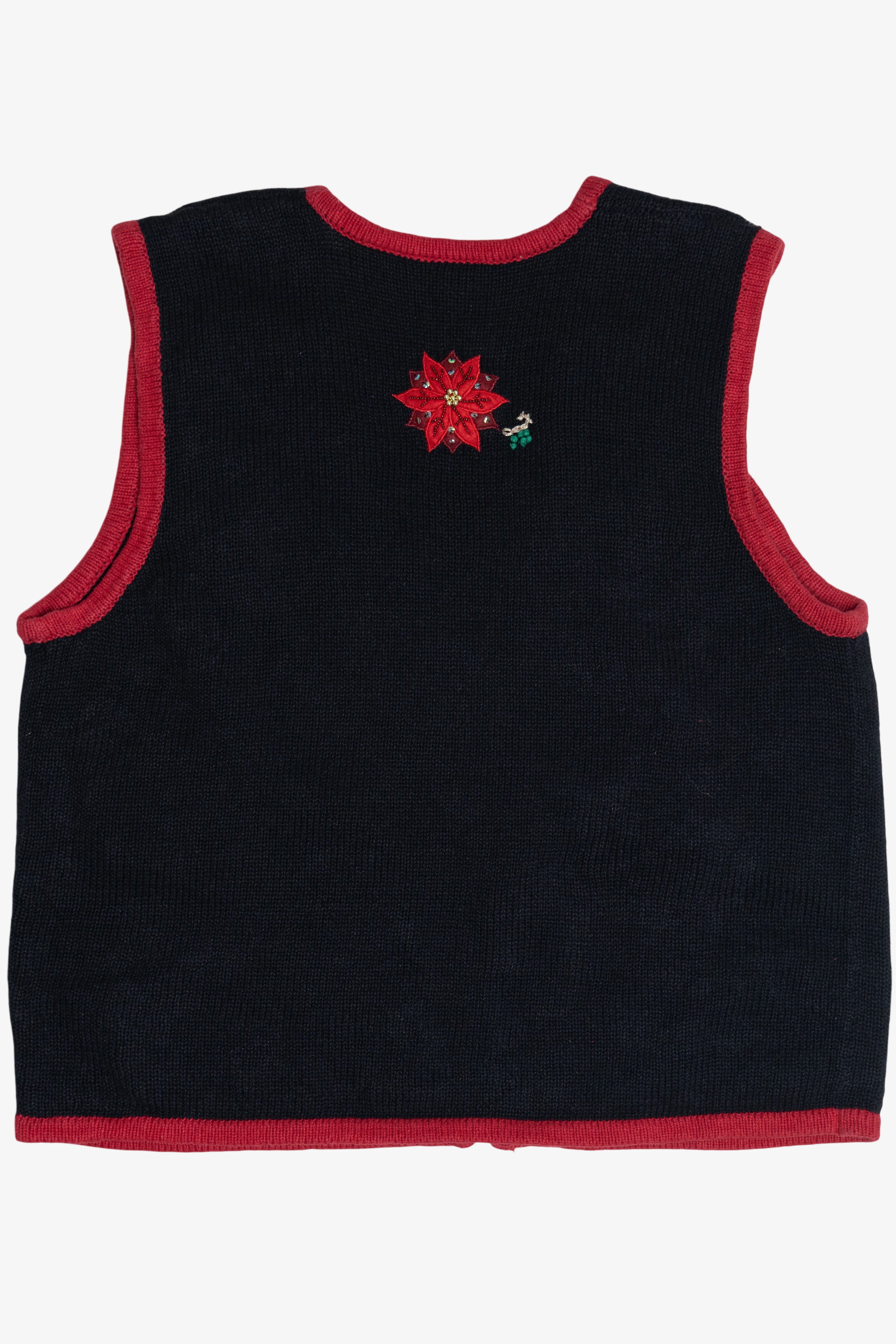 Vintage Bobbie Brooks Poinsettia Open Front Ugly Christmas Vest (1990s)