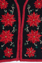 Vintage Bobbie Brooks Poinsettia Open Front Ugly Christmas Vest (1990s)
