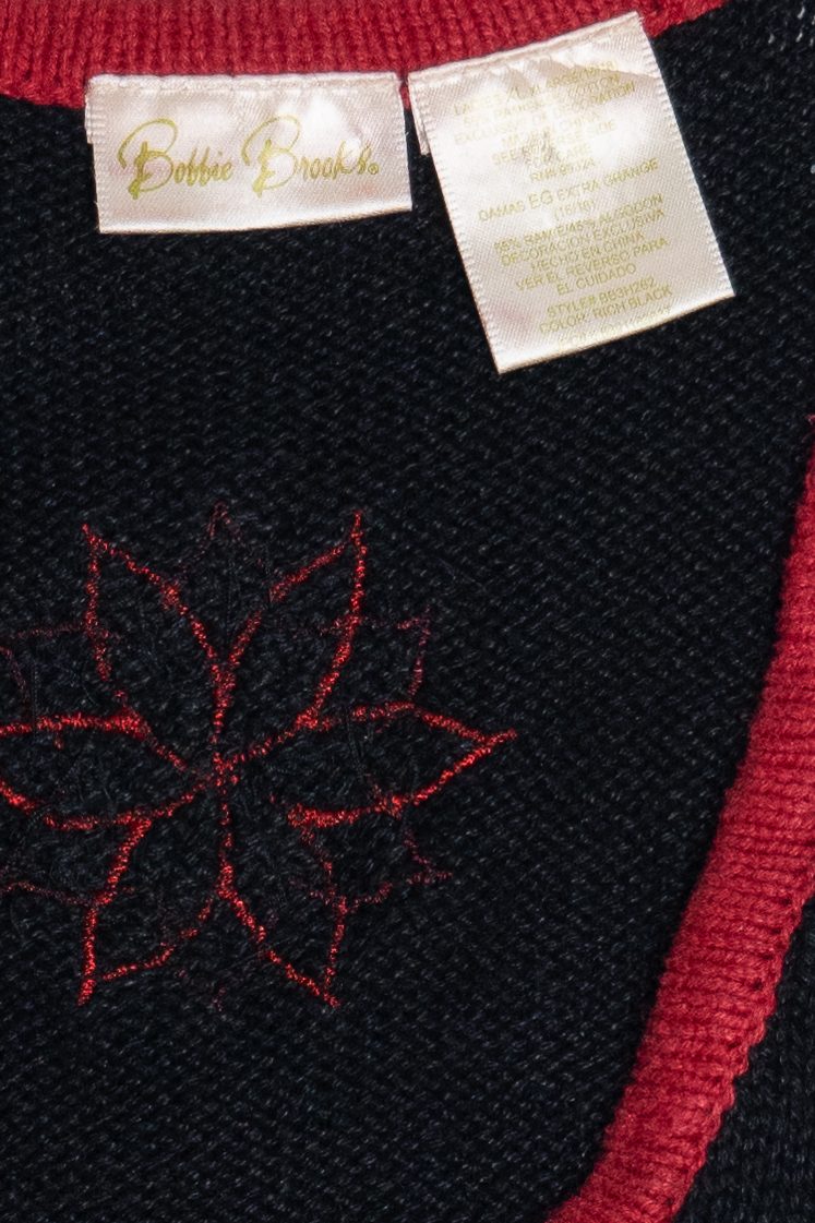 Vintage Bobbie Brooks Poinsettia Open Front Ugly Christmas Vest (1990s)