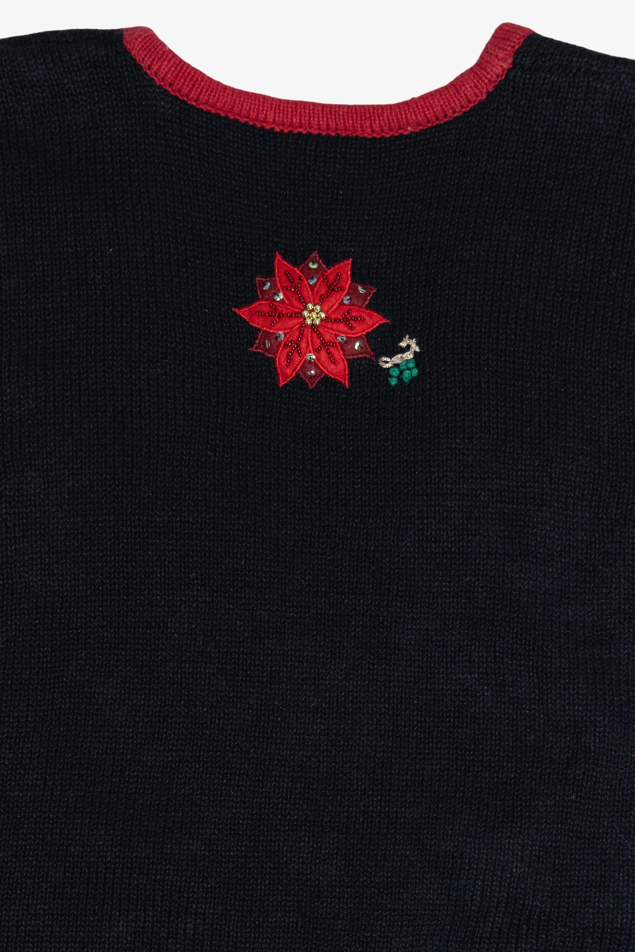 Vintage Bobbie Brooks Poinsettia Open Front Ugly Christmas Vest (1990s)