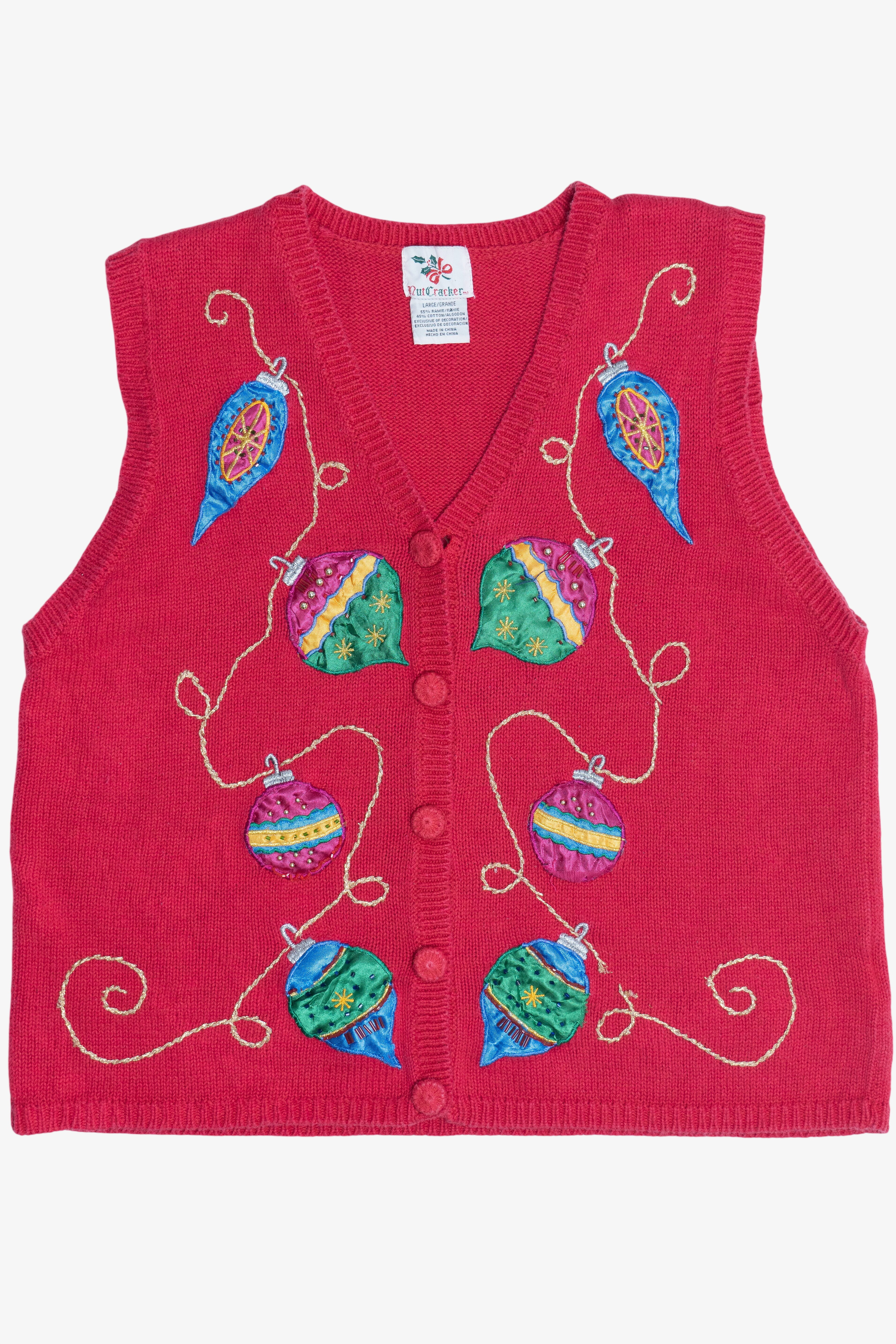 Vintage Nutcracker Ornaments Ugly Christmas Vest (1990s)