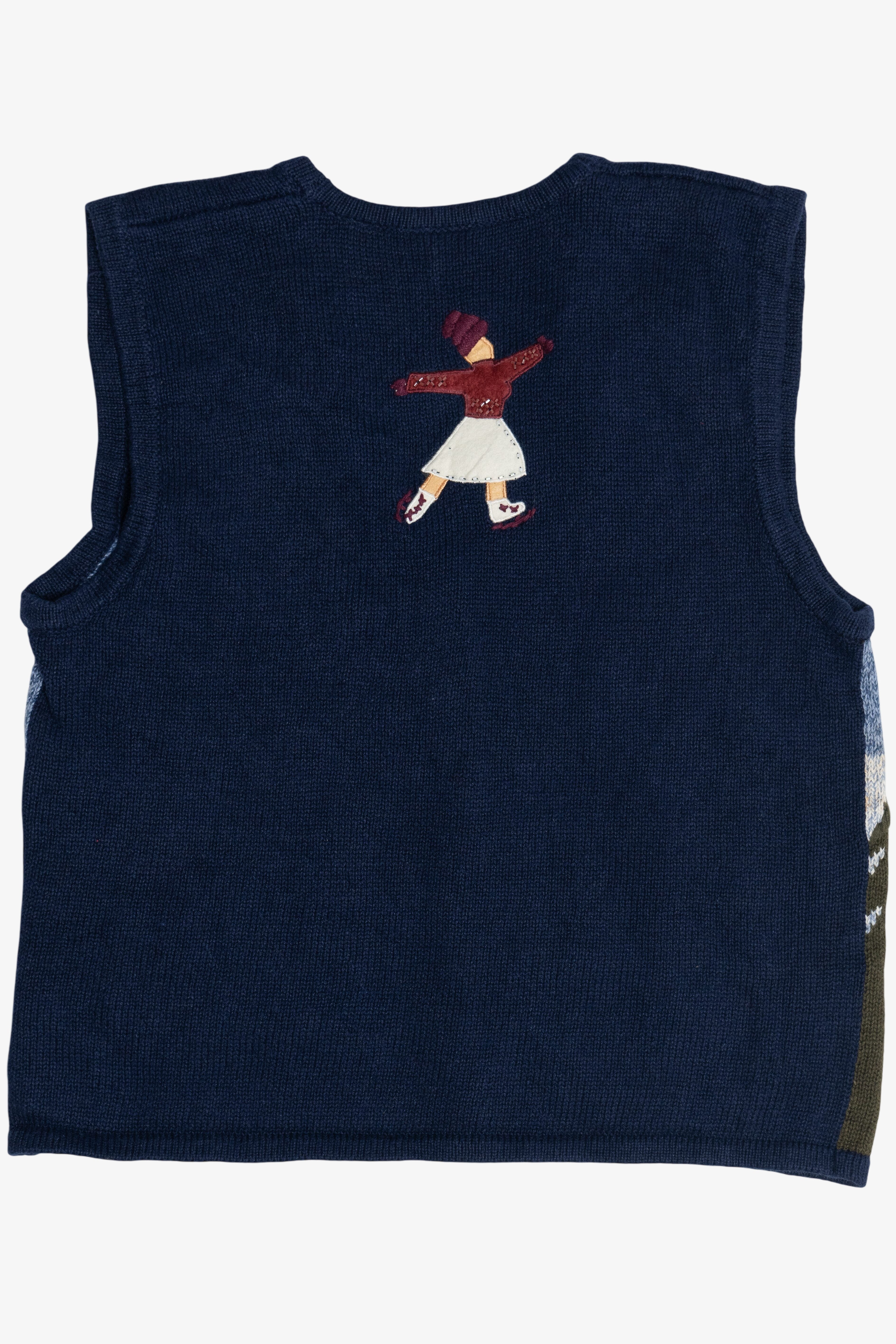 Vintage Ice Skating Scene Ugly Christmas Vest (1990s)