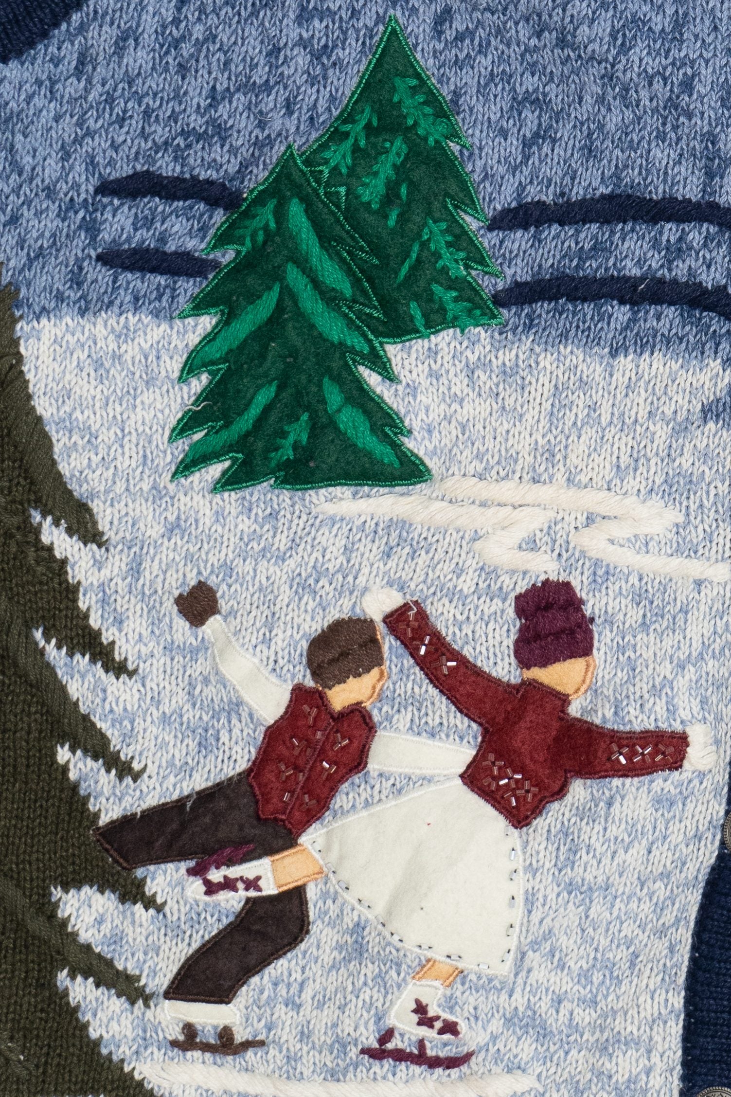 Vintage Ice Skating Scene Ugly Christmas Vest (1990s)