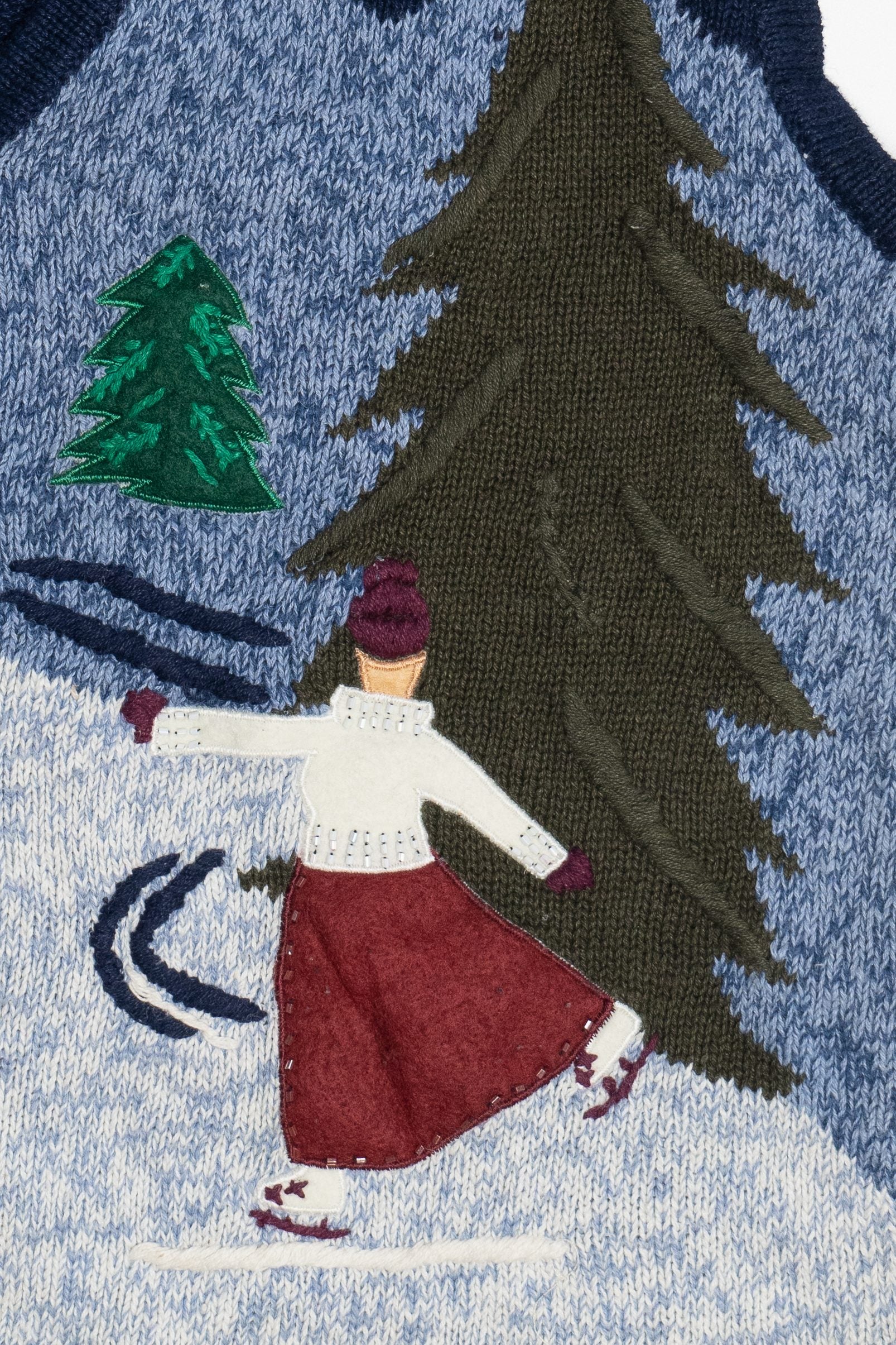 Vintage Ice Skating Scene Ugly Christmas Vest (1990s)