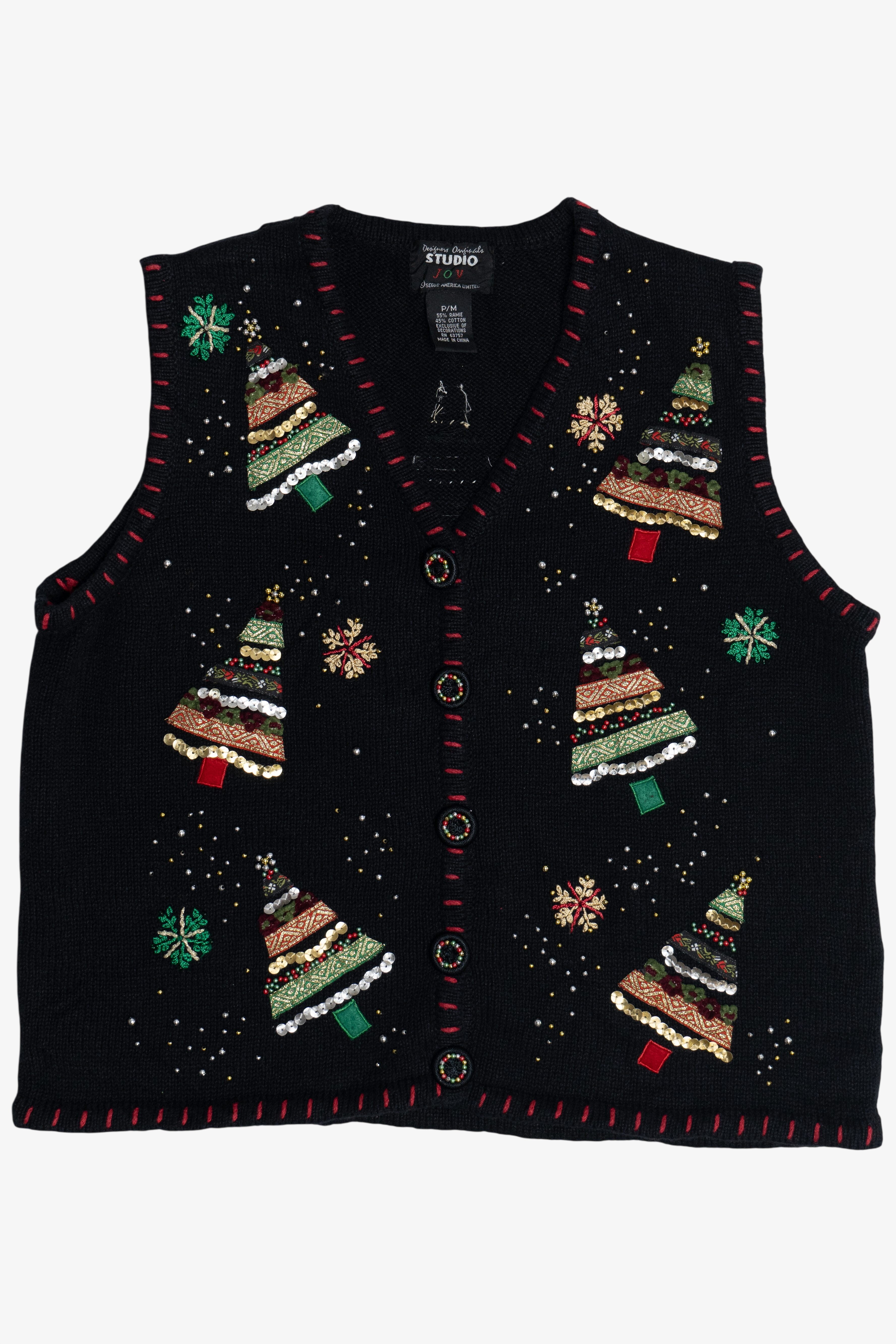 Vintage Holiday Trees Ugly Christmas Vest (1990s)