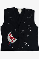Vintage Susan Bristol Hand Embroidered Santa Ugly Christmas Vest (1990s)