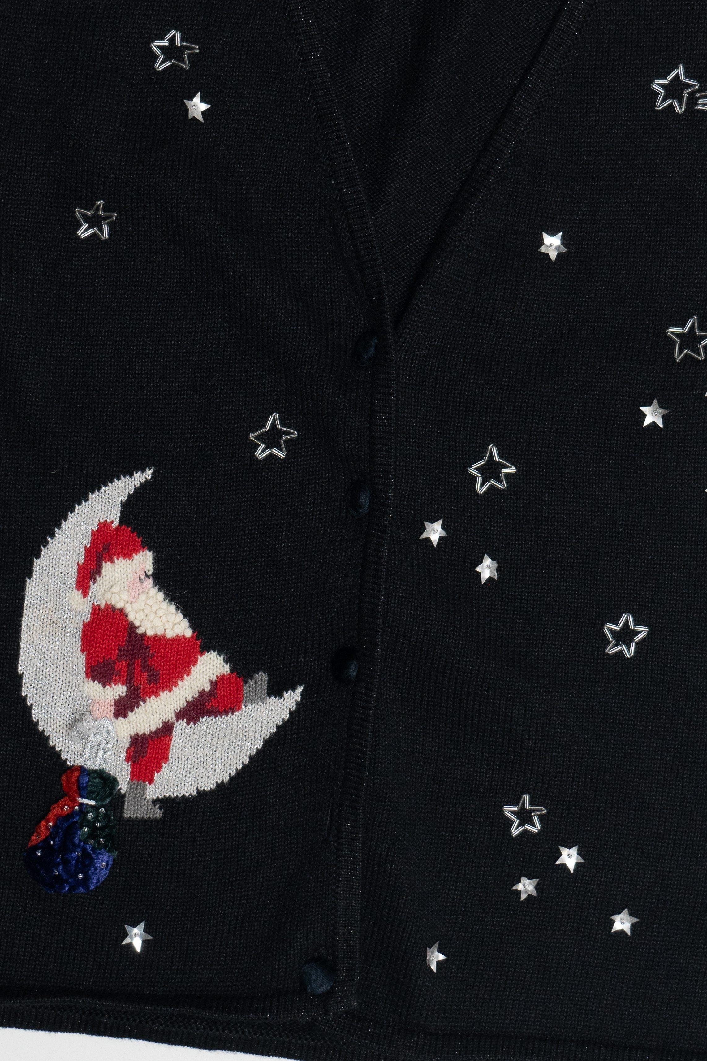 Vintage Susan Bristol Hand Embroidered Santa Ugly Christmas Vest (1990s)
