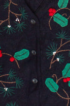 Vintage Susan Bristol Hand Embroidered Holly Wool Ugly Christmas Vest