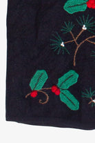 Vintage Susan Bristol Hand Embroidered Holly Wool Ugly Christmas Vest