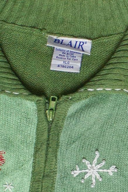 Vintage Blair Holiday Penguins Zip Up Ugly Christmas Vest 