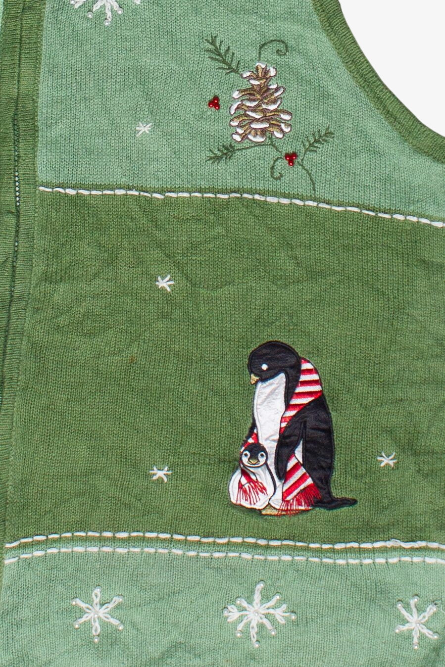 Vintage Blair Holiday Penguins Zip Up Ugly Christmas Vest 