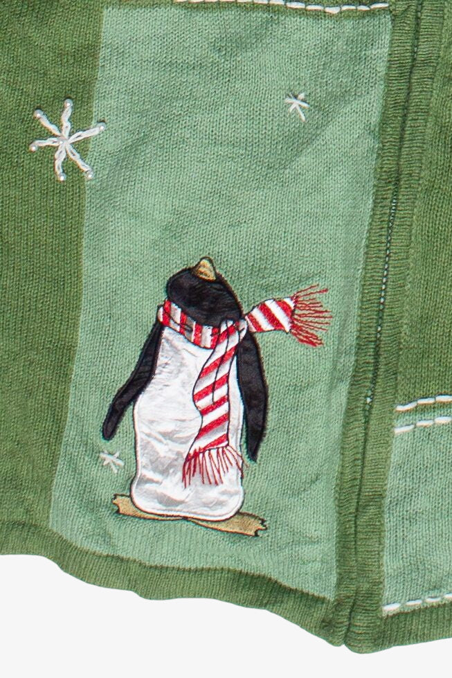 Vintage Blair Holiday Penguins Zip Up Ugly Christmas Vest 