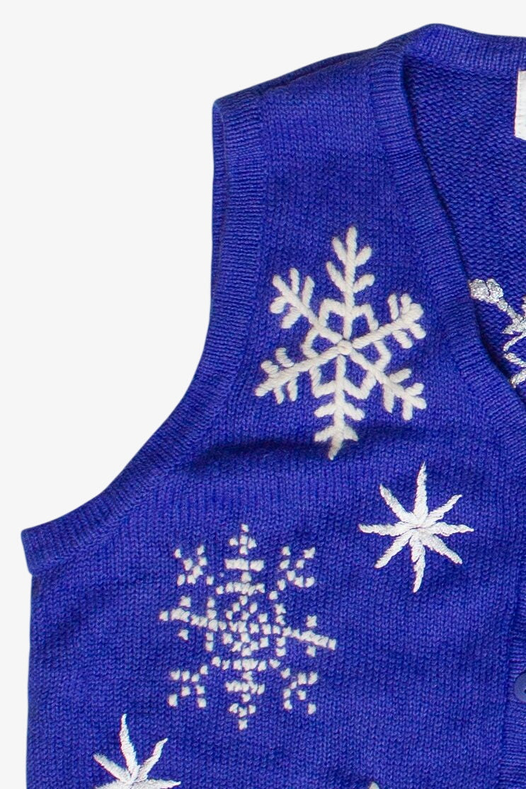 Vintage Quacker Factory Embroidered Snowflakes Ugly Christmas Vest 
