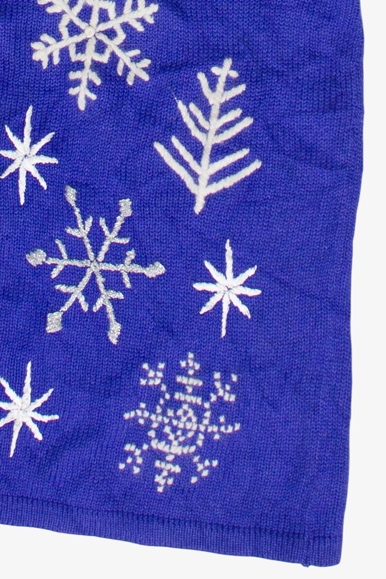 Vintage Quacker Factory Embroidered Snowflakes Ugly Christmas Vest 