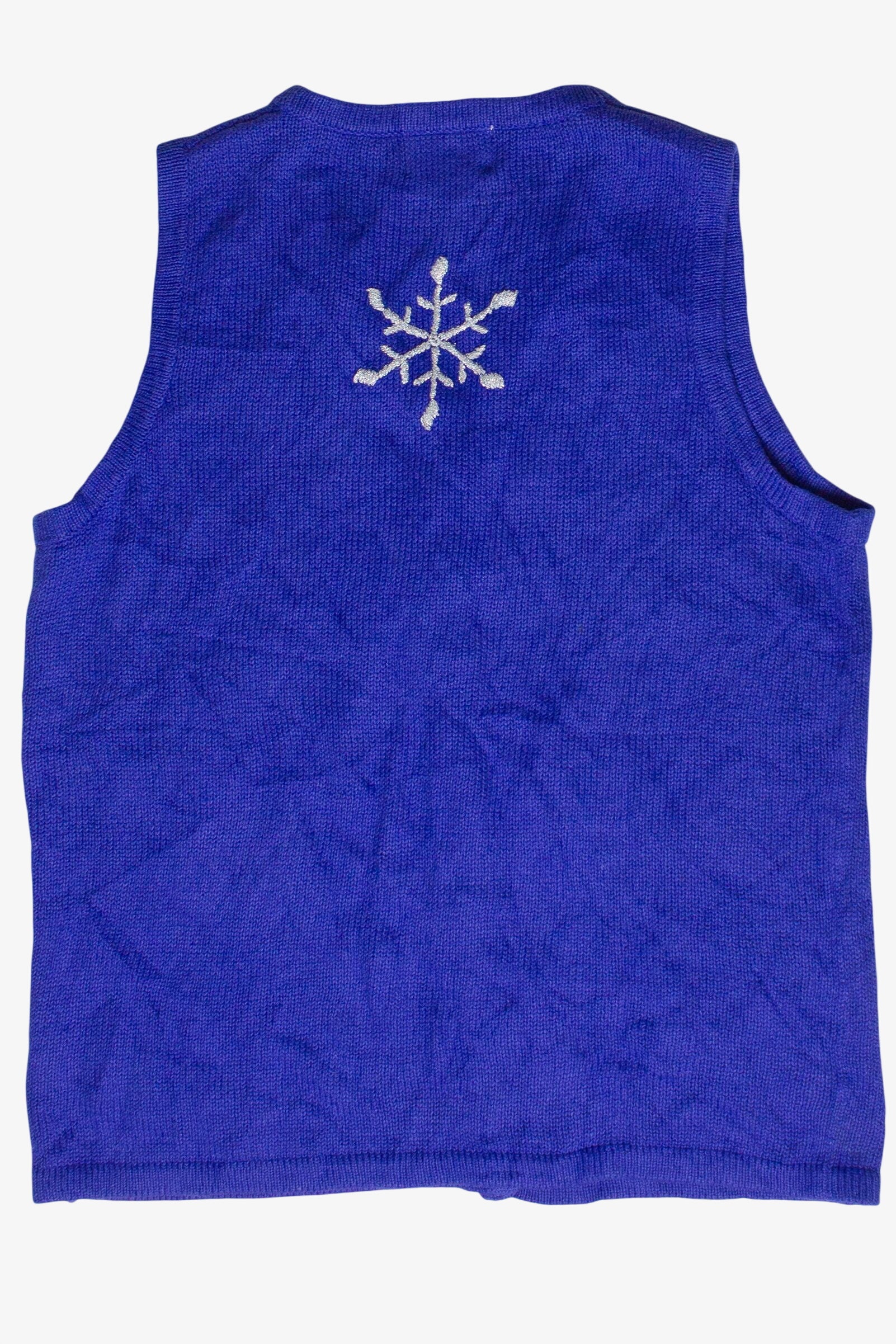Vintage Quacker Factory Embroidered Snowflakes Ugly Christmas Vest 