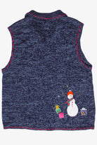 Vintage Embroidered Snowmen Patches Zip Up Ugly Christmas Vest