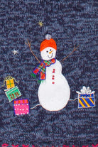 Vintage Embroidered Snowmen Patches Zip Up Ugly Christmas Vest
