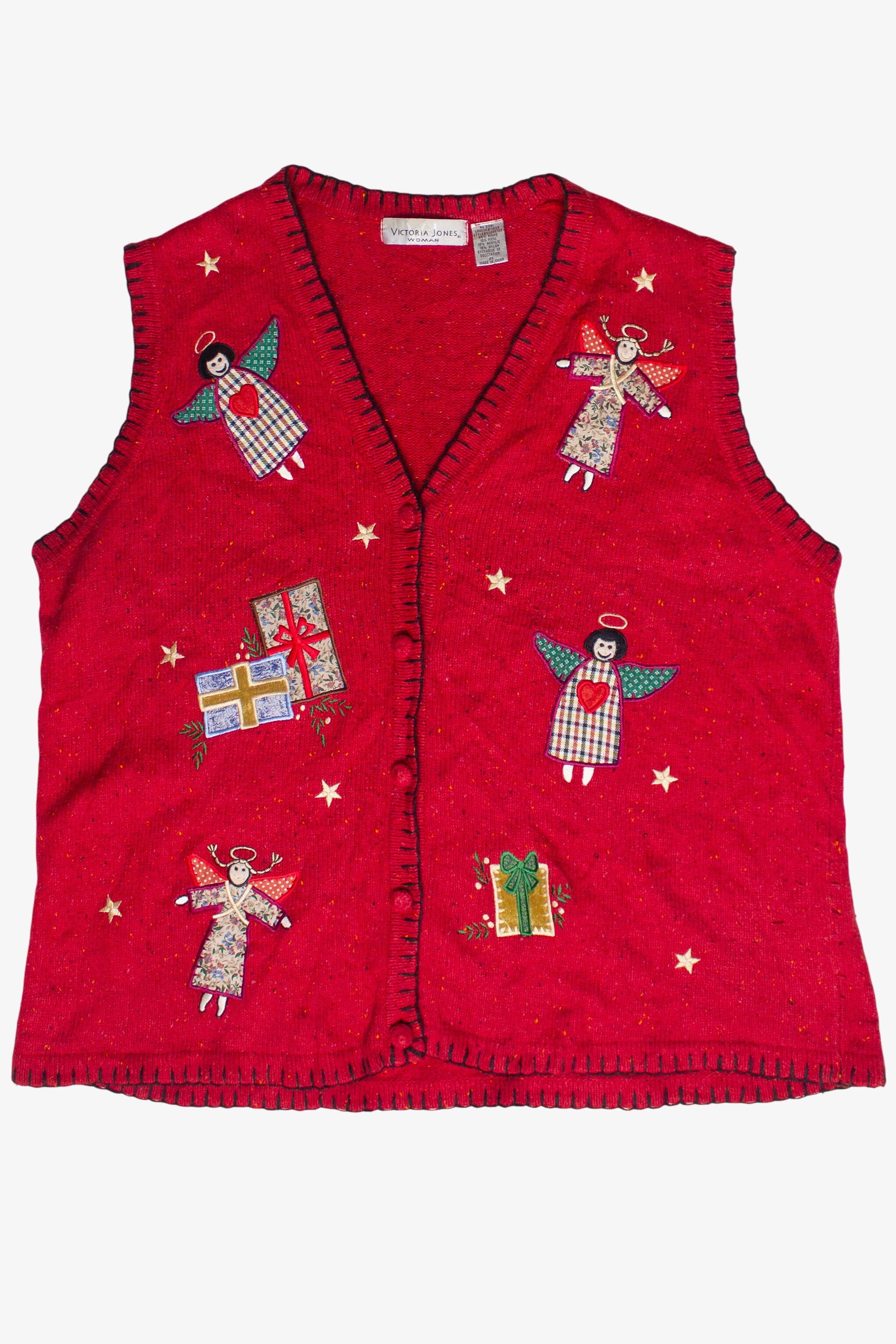 Vintage Angels Patches Victoria Jones Ugly Christmas Vest