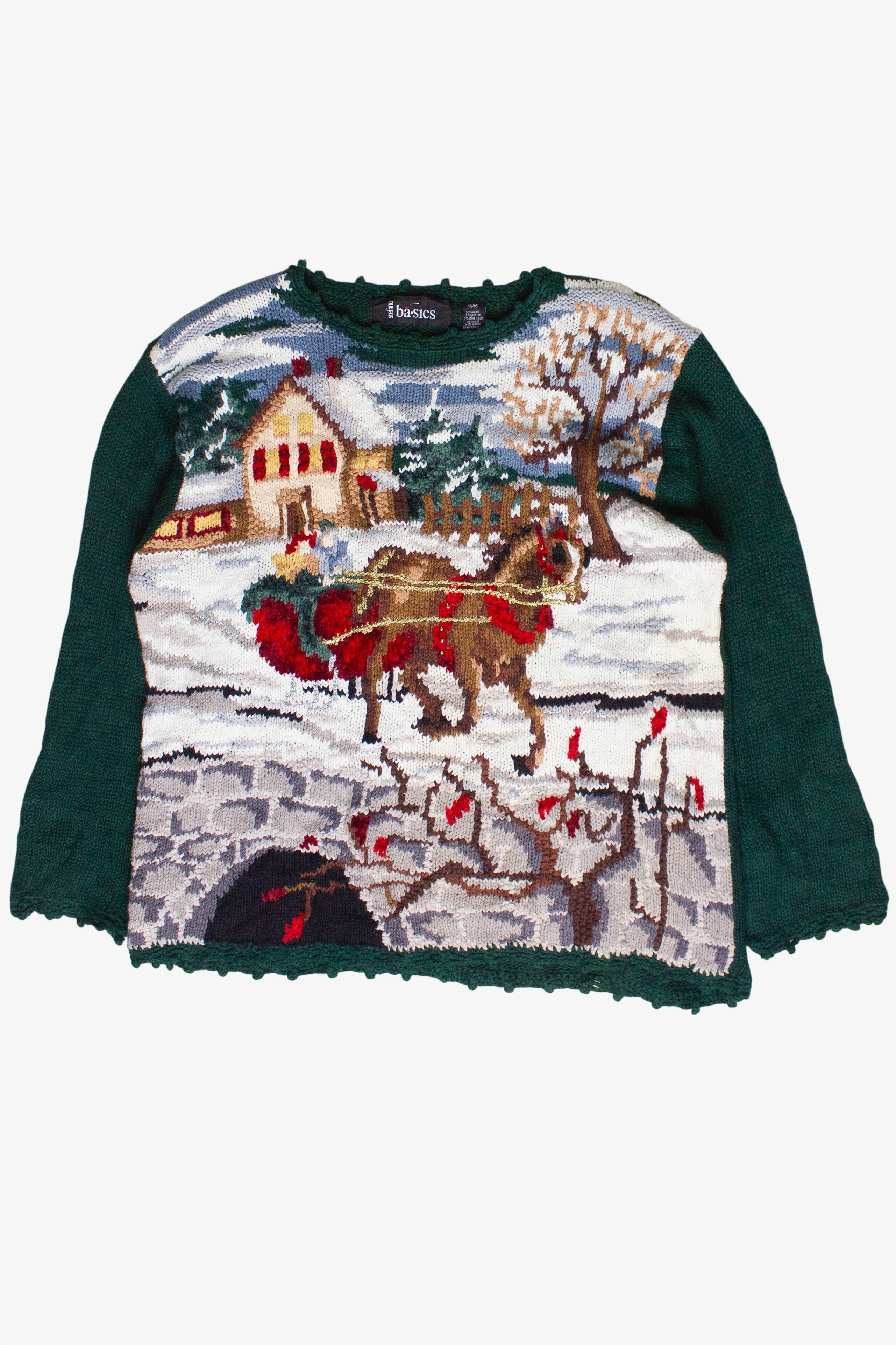 Vintage Sleigh Ride Stephano Basics Knit Ugly Christmas Sweater