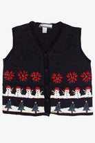 Vintage Crystal Kobe Snowman Poinsettia Ugly Christmas Vest