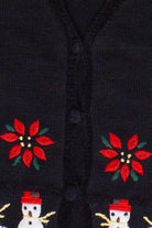 Vintage Crystal Kobe Snowman Poinsettia Ugly Christmas Vest