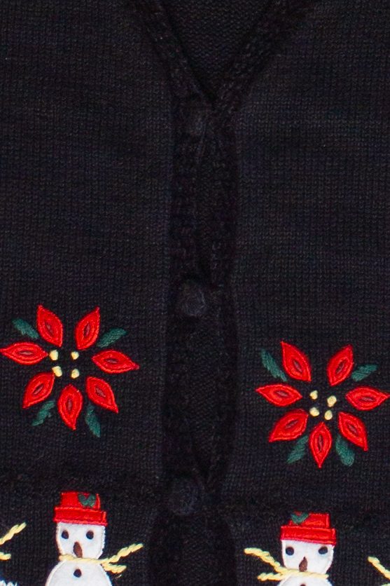 Vintage Crystal Kobe Snowman Poinsettia Ugly Christmas Vest