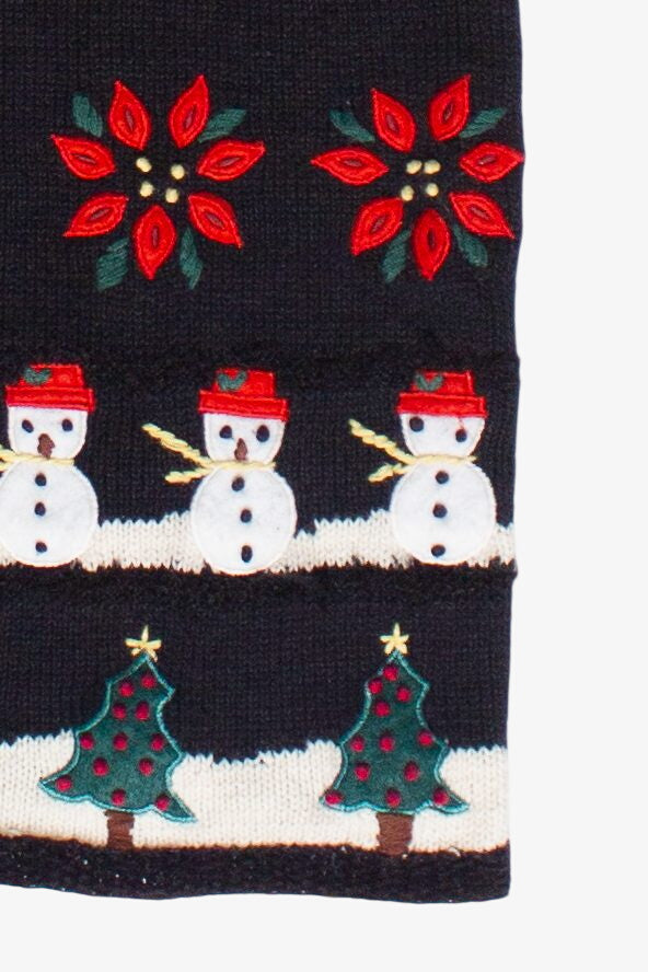 Vintage Crystal Kobe Snowman Poinsettia Ugly Christmas Vest