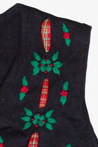 Vintage Bryn Connelly Ribbon Embroidered Wreaths Ugly Christmas Vest 