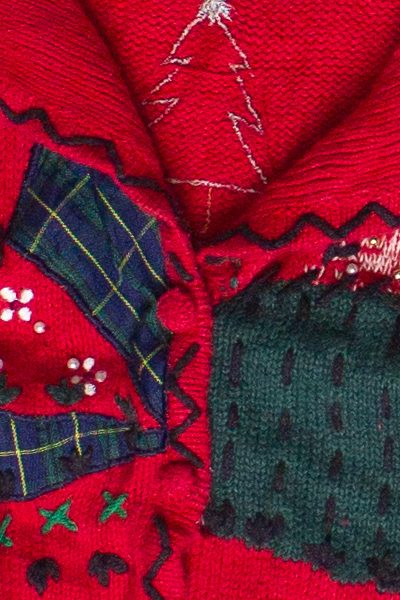 Vintage Embroidered Patchwork Plaid Cottagecore Ugly Christmas Vest