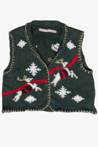 Vintage Lauren Ashley Flying Reindeer Ugly Christmas Vest