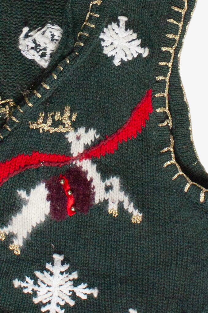 Vintage Lauren Ashley Flying Reindeer Ugly Christmas Vest