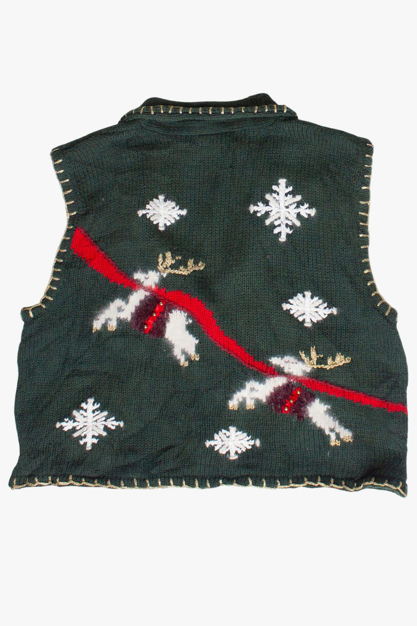 Vintage Lauren Ashley Flying Reindeer Ugly Christmas Vest