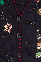 Vintage Beaded Ribbon Christmas Trees Ugly Christmas Vest
